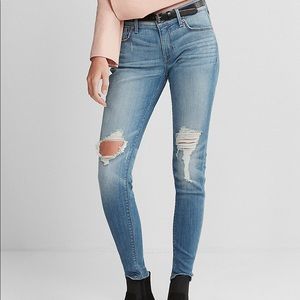 Express Midrise distressed stretch jeans